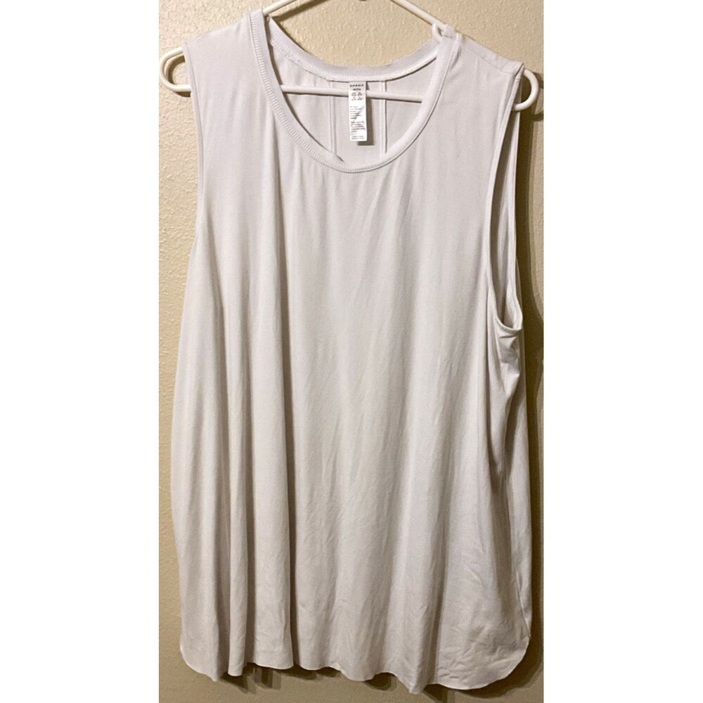 SPANX Go Lightly Muscle Tank Top White XL Style 0024 Rayon Blend Double Seam